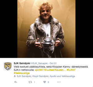 Roope Riski's haircut, as mentioned in #FFS7. Photo from https://twitter.com/SJK_Seinajoki/status/793043875577421824