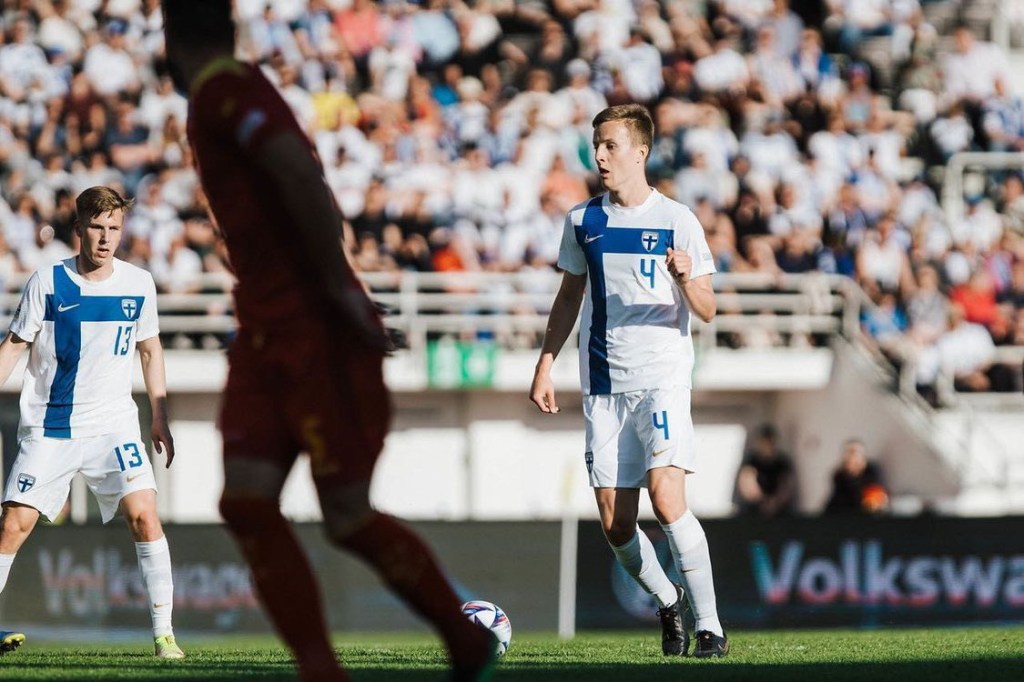 Robert Ivanov playing for the Finland national team